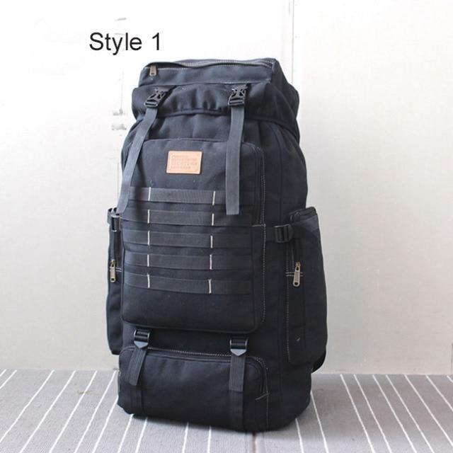 60L Large Tactical Canvas Backpack Bags - SkullVibe