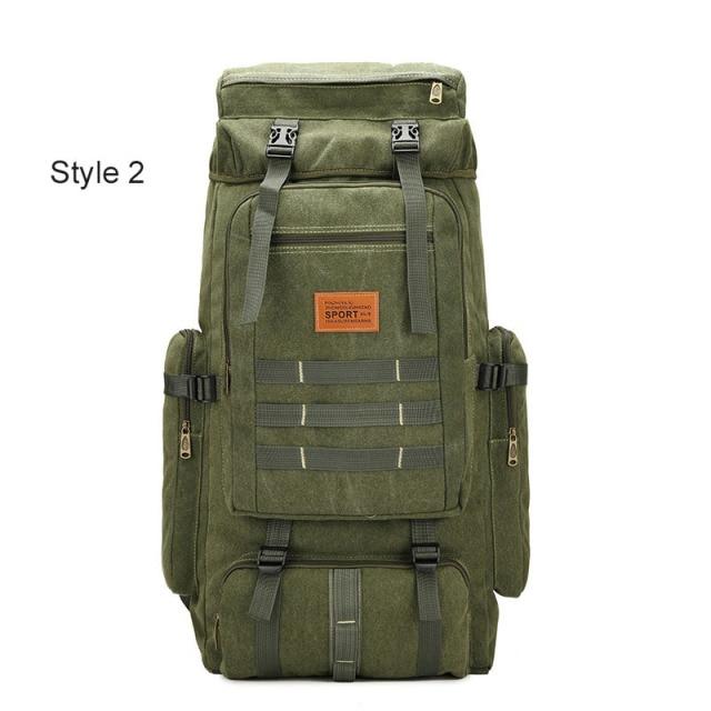 60L Large Tactical Canvas Backpack Bags - SkullVibe