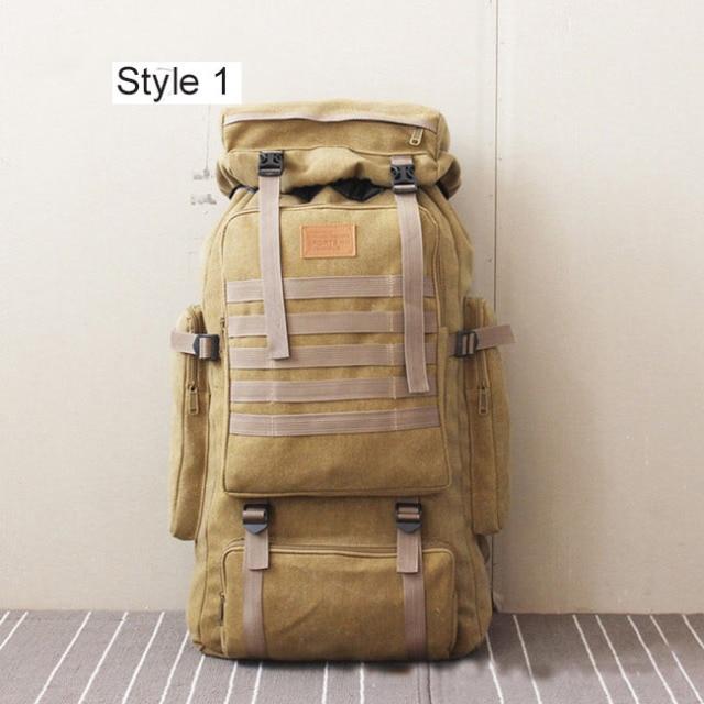 60L Large Tactical Canvas Backpack Bags - SkullVibe