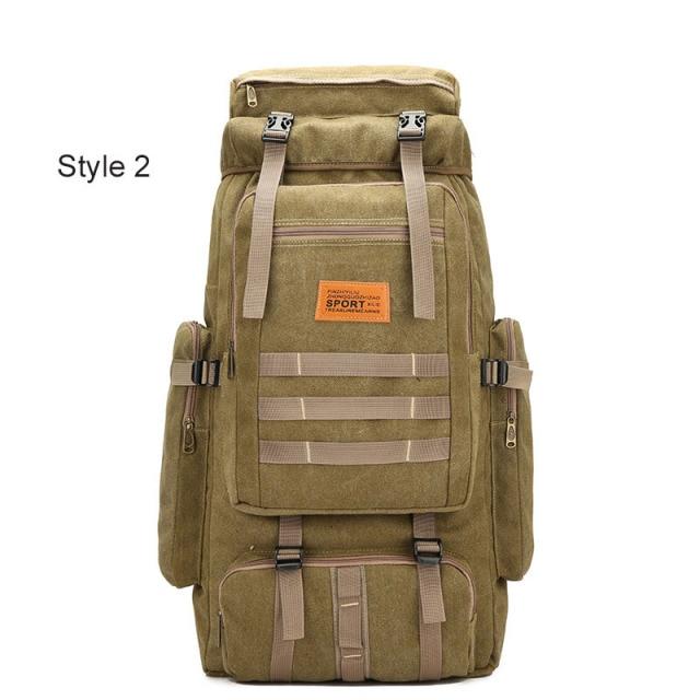 60L Large Tactical Canvas Backpack Bags - SkullVibe