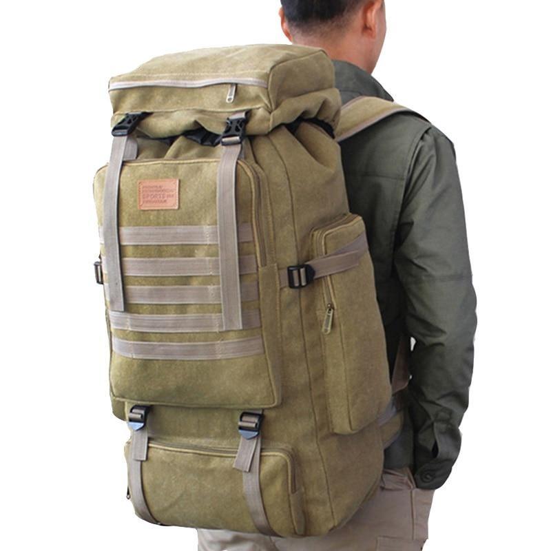 60L Large Tactical Canvas Backpack Bags - SkullVibe