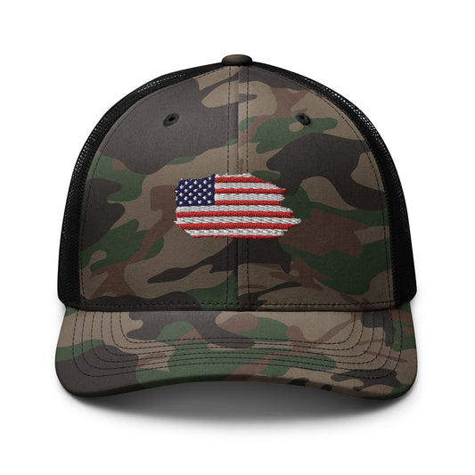 US Flag Camo trucker hat