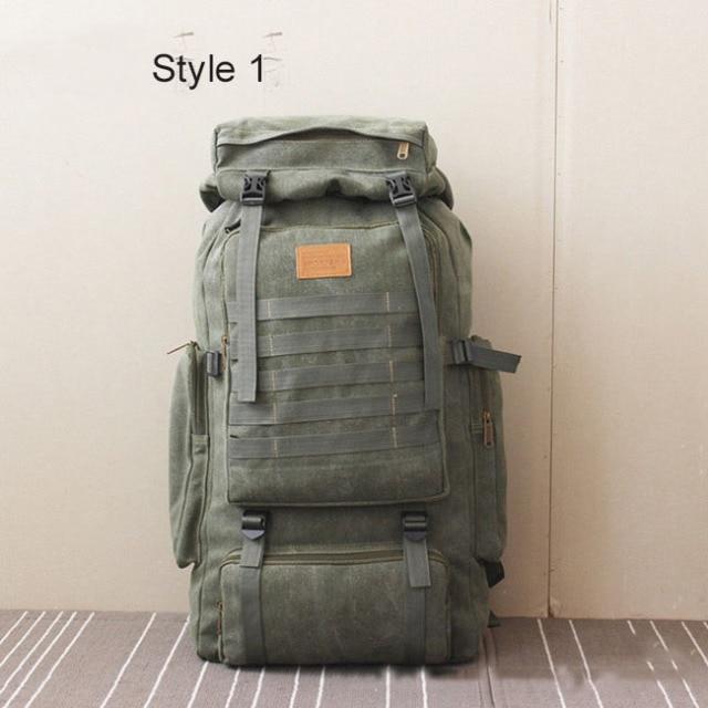60L Large Tactical Canvas Backpack Bags - SkullVibe